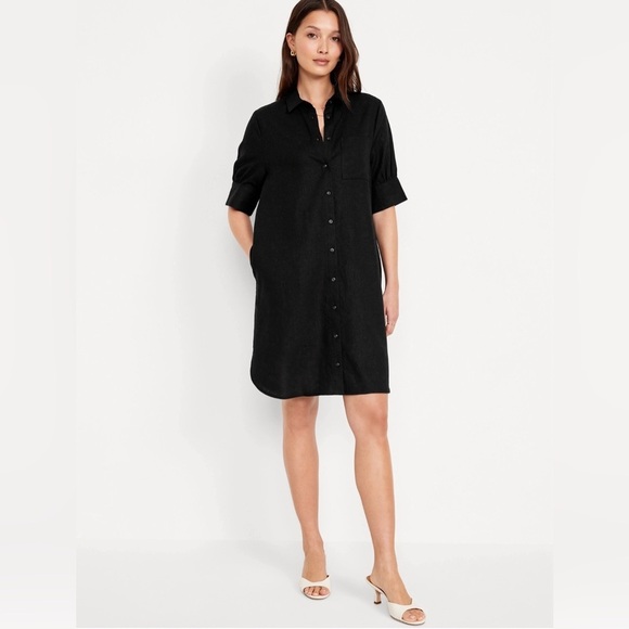 Old Navy Dresses & Skirts - NWT! Black Linen-Blend Shirt Dress - Multiple Sizes💛